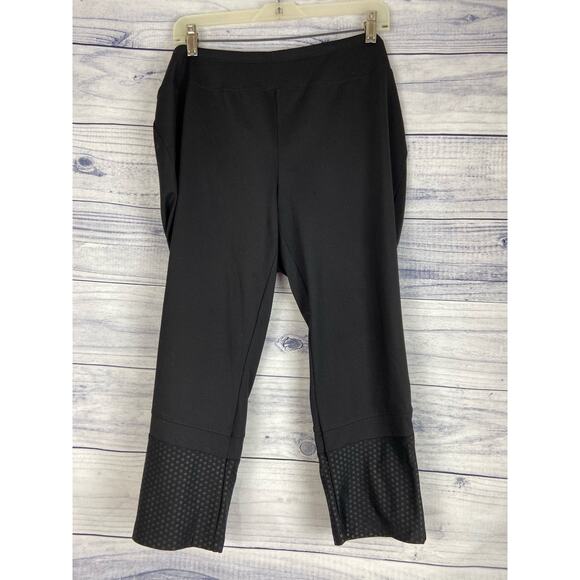 Weekends by Chicos 2 Pull On Capri Leggings Womens L 12 Black Stretch Athleisure - Picture 1 of 11